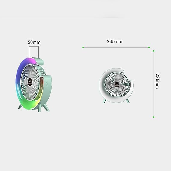 The Desktop Table Fan: Compact USB Desk Fan with Light, Quiet and Portable for Car, Bedroom, Travel, and Office