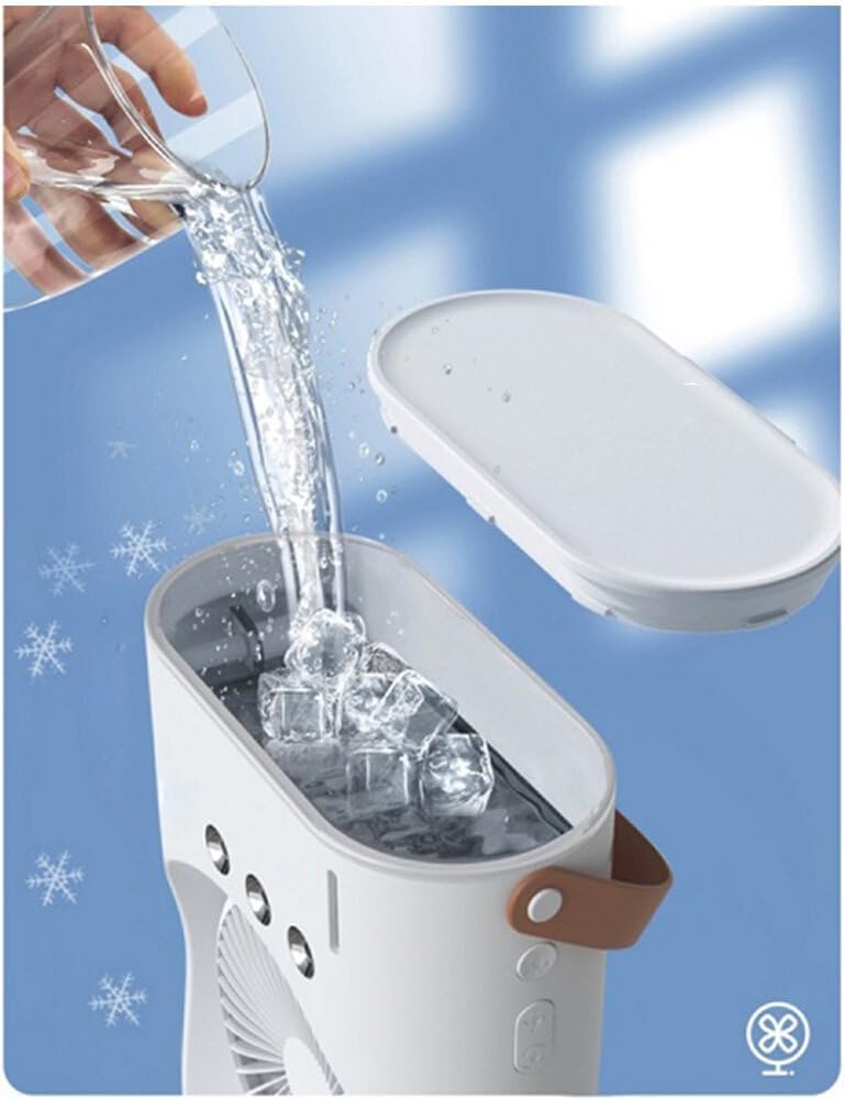 Portable Cooling Fan with Remote Control, 3 Speed Modes, Rotatable with water Tank Mini Air Cooler, Mist Cooling Fan