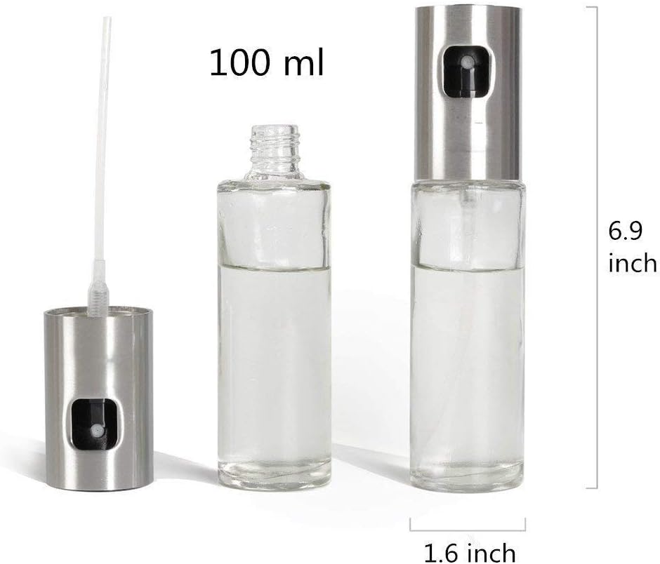 Oil Sprayer Dispenser For Cooking,Glass Oil Spray Transparent Vinegar Bottle Oil Dispenser 100Ml For Bbq/Making Salad/Baking/Roasting/Grilling/Frying Kitchen.