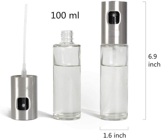 Oil Sprayer Dispenser For Cooking,Glass Oil Spray Transparent Vinegar Bottle Oil Dispenser 100Ml For Bbq/Making Salad/Baking/Roasting/Grilling/Frying Kitchen.