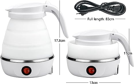 Foldable Kettle Silicone Electric Kettle Camping Kettle Travel Kettle with Stainless Steel Base for Camping Motorcycle Travel