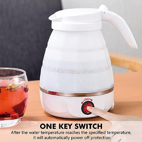 Foldable Kettle Silicone Electric Kettle Camping Kettle Travel Kettle with Stainless Steel Base for Camping Motorcycle Travel