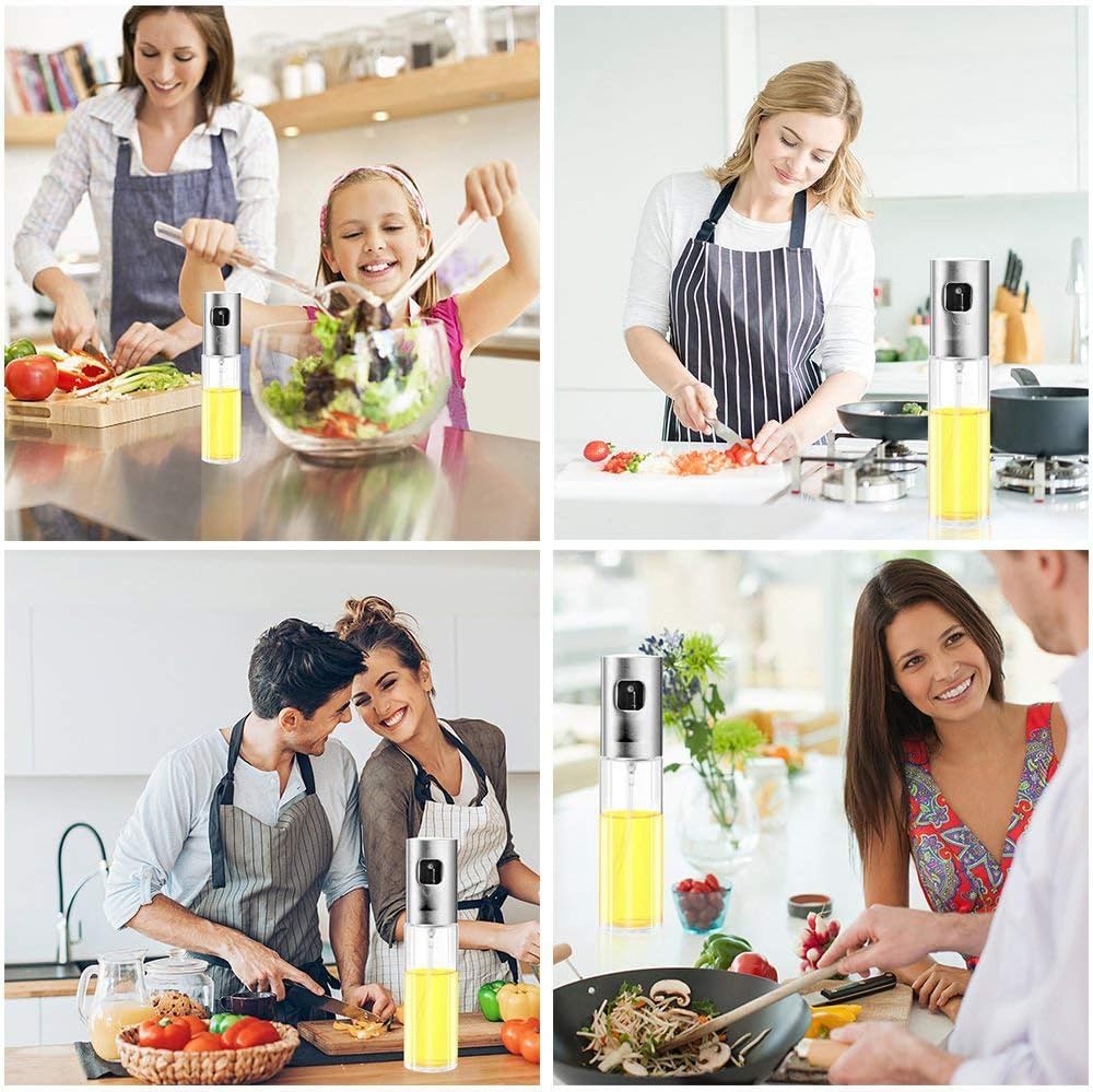Oil Sprayer Dispenser For Cooking,Glass Oil Spray Transparent Vinegar Bottle Oil Dispenser 100Ml For Bbq/Making Salad/Baking/Roasting/Grilling/Frying Kitchen.