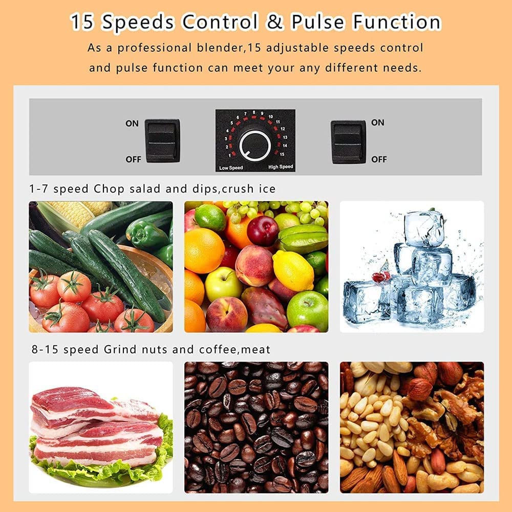 Heavy Duty Blender Mixer Juicer Jar With 15 Speed Control, 6800W, Multicolour