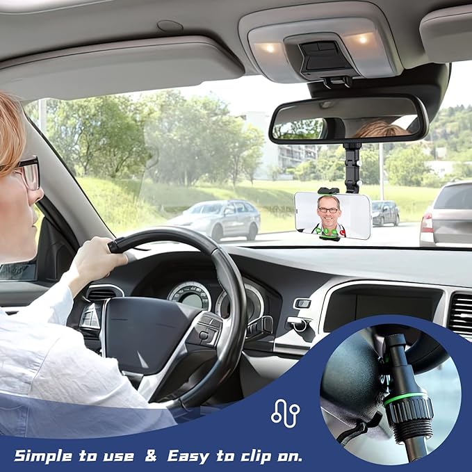 Car Phone Holder 360 Degree Rearview Mirror Phone Holder,Phone Holder Phone Mount Bracket Universal Adjustable Holder
