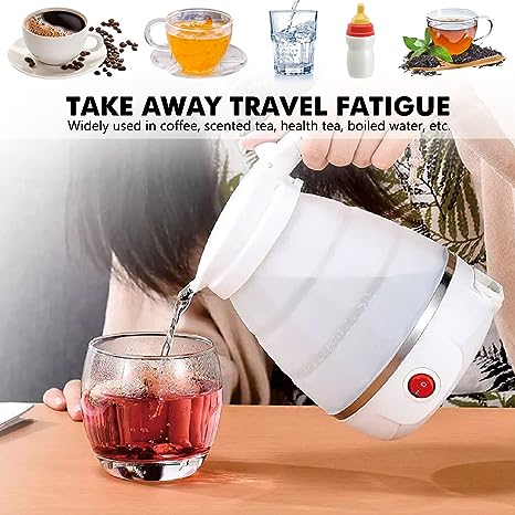 Foldable Kettle Silicone Electric Kettle Camping Kettle Travel Kettle with Stainless Steel Base for Camping Motorcycle Travel