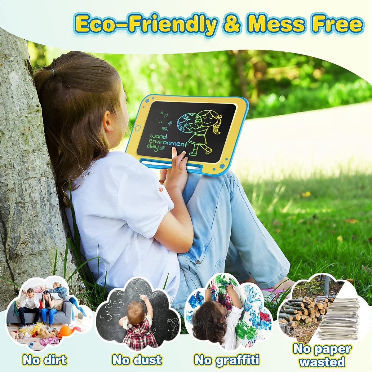 Toddler Travel Games Doodle Board, 8.5inch LCD Writing Tablet Colorful Drawing Pad, Kids Doodle Pad Homeschool Gifts Toys for Girls Boys