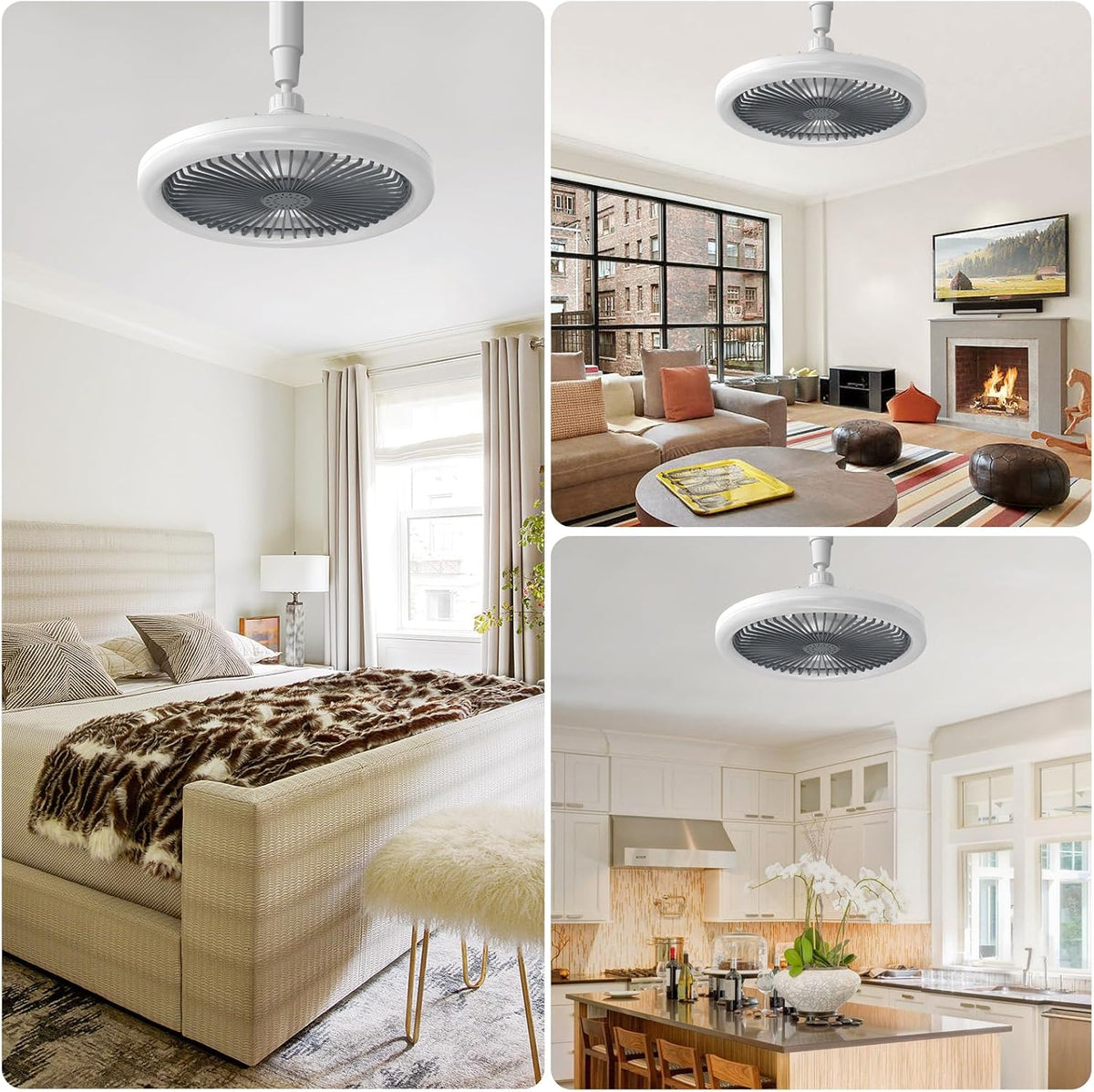 Ceiling Fan with Light and Remote Control, Stepless Dimming 3 Wind Speed Adjustable