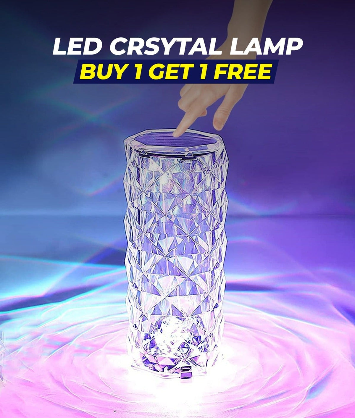 Buy 1 Get 1 Free Rose Crystal Acrylic Rechargeable Table Lamp Beautiful ambiance light for Dinning Table, Workstations & Party Night(BUY 1 GET 1 FREE )