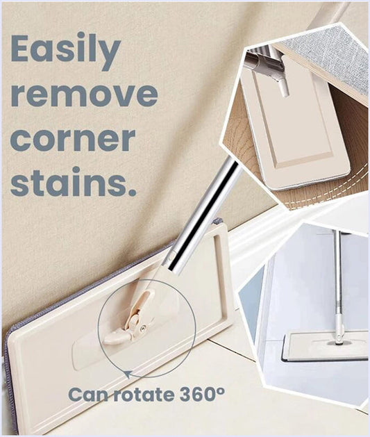 Foldable Microfiber Flat magic mop set with 2 PCS Microfiber Pads and bucket