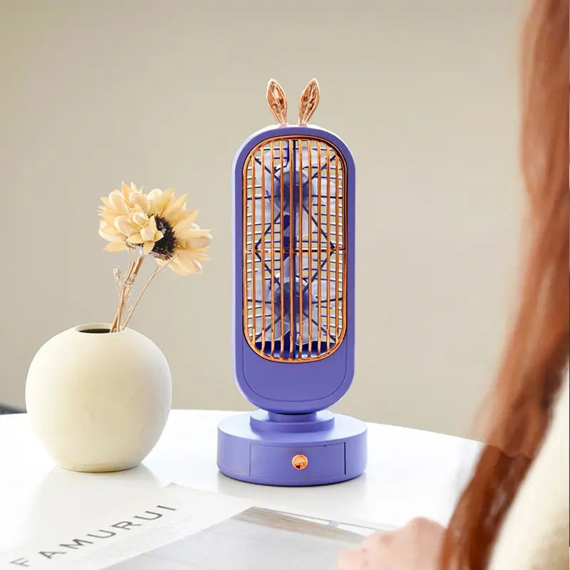Portable Double Head Desktop Fan Usb Rechargeable Personal Mini Conditioner, 3 Speed, For Home Office Bedroom
