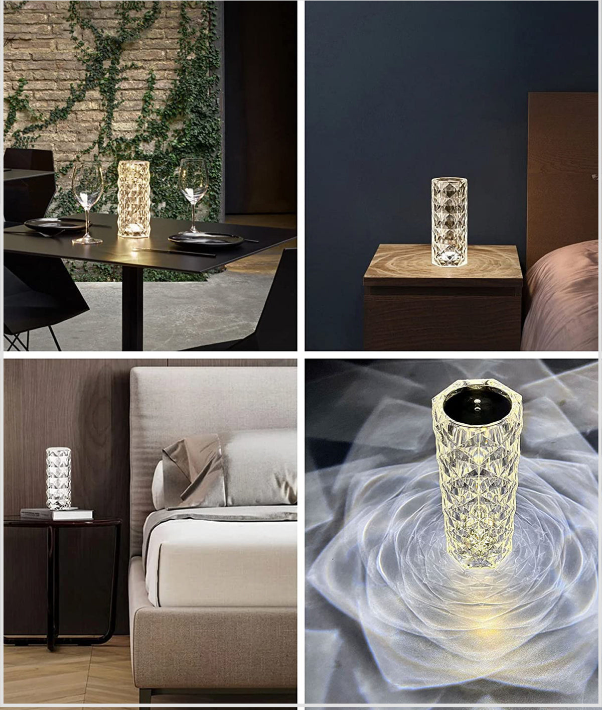Buy 1 Get 1 Free Rose Crystal Acrylic Rechargeable Table Lamp Beautiful ambiance light for Dinning Table, Workstations & Party Night(BUY 1 GET 1 FREE )