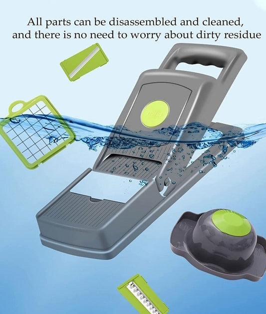 14 in 1 Vegetable Chopper Slicer Onion Chopper with Container and Drain Basket One Click Cleaning Food Chopper Multifunctional Veggie Chopper with 8 Stainless Steel Blade