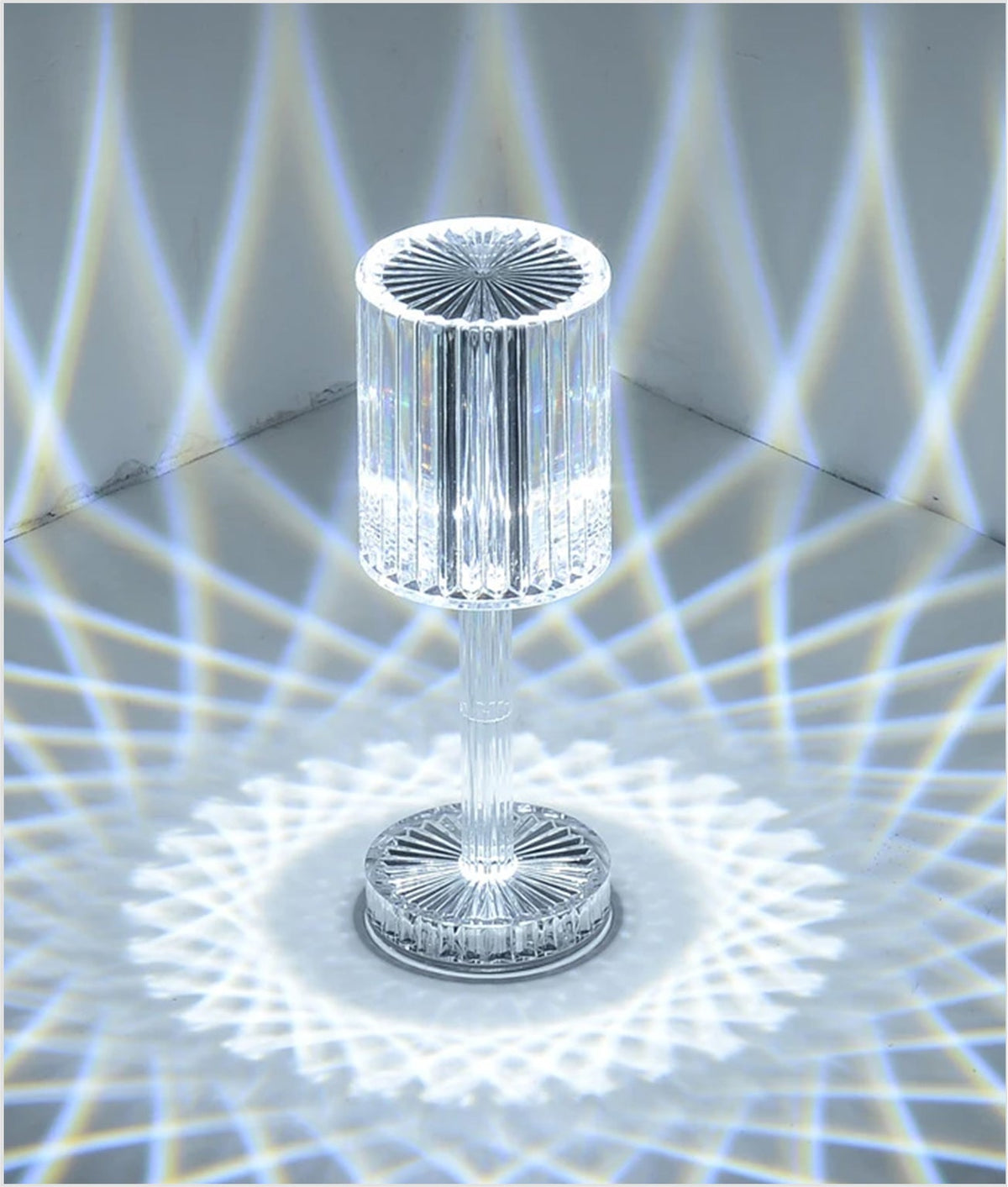 Acrylic Diamond Crystal Rechargeable Table Lamp Beautiful Ambiance Light For Dinning Table, Bedroom & Party Night