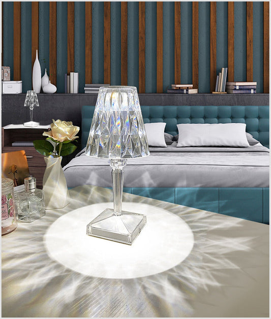 Buy 1 Get 1 Free Rechargeable Acrylic Diamond Nightstand Lamp Cordless , 3-Way Dimmable Color, Touch Control & Elegant Lamp Shade - BUY 1 GET 1 ONE