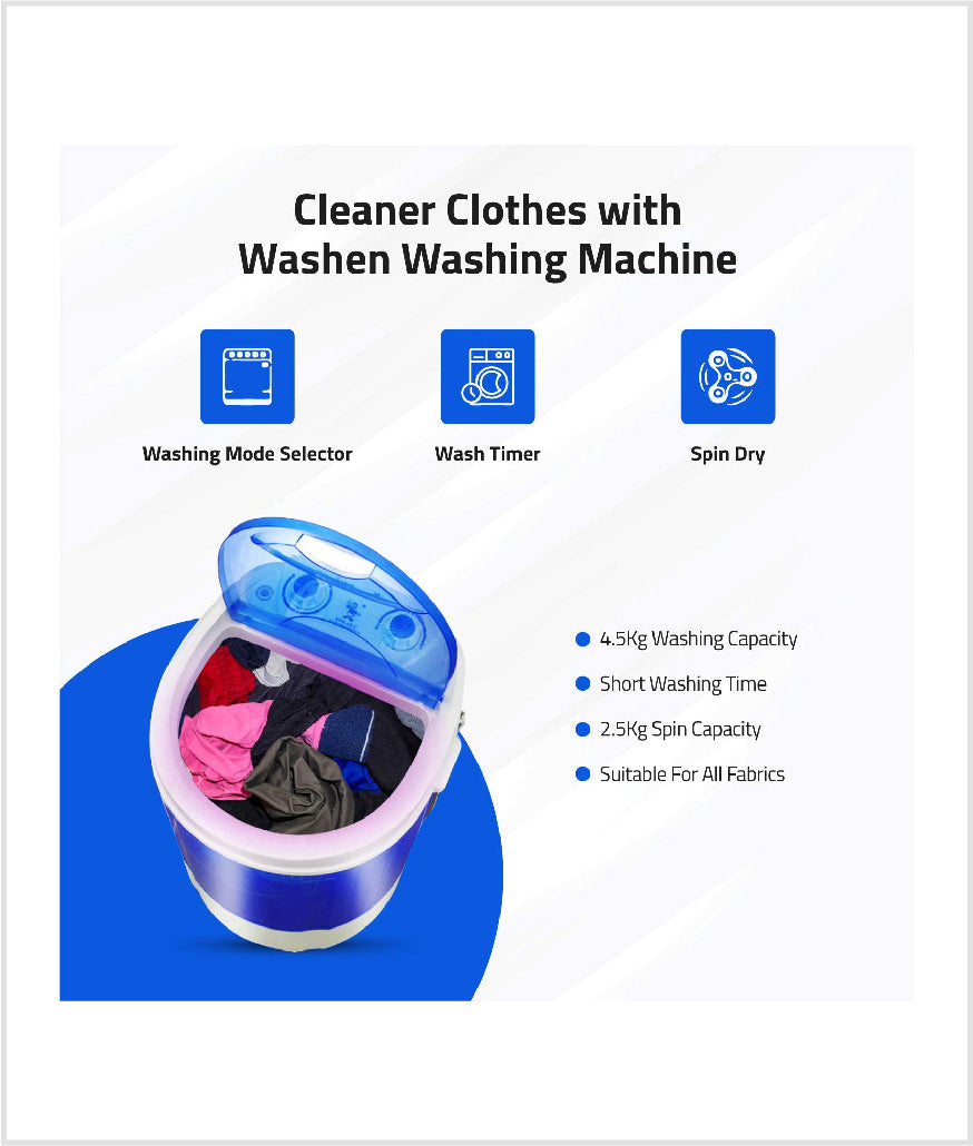 Portable Mini Washing & Dryer Machine With Extra Capacity Bucket For Kids, Undergarments & Small Clothes.