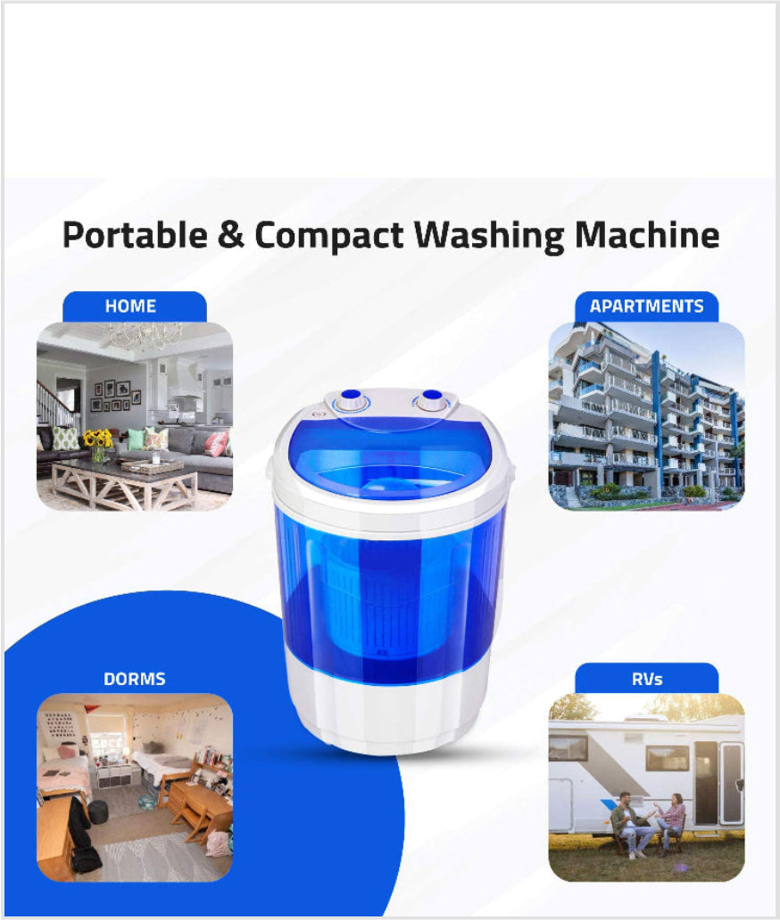 Portable Mini Washing & Dryer Machine With Extra Capacity Bucket For Kids, Undergarments & Small Clothes.