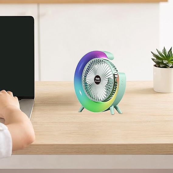 The Desktop Table Fan: Compact USB Desk Fan with Light, Quiet and Portable for Car, Bedroom, Travel, and Office