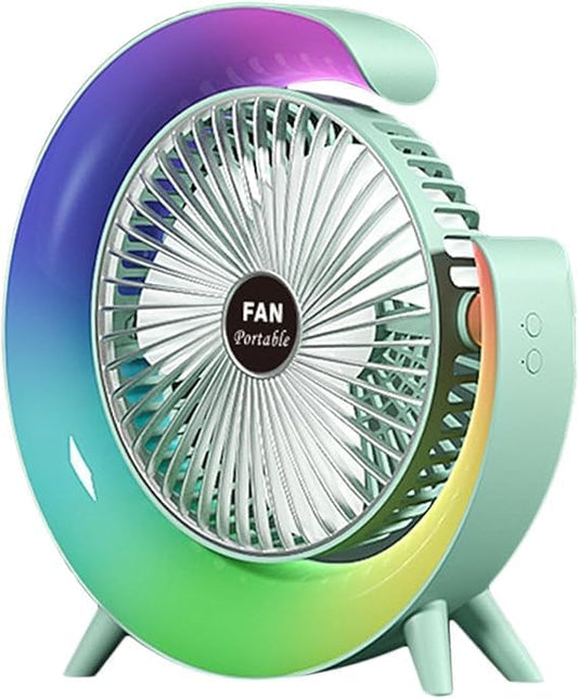 The Desktop Table Fan: Compact USB Desk Fan with Light, Quiet and Portable for Car, Bedroom, Travel, and Office