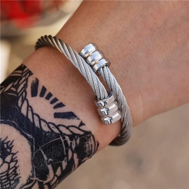 Silver Flexible Rope Style Wraparound Bracelet - Stainless Steel