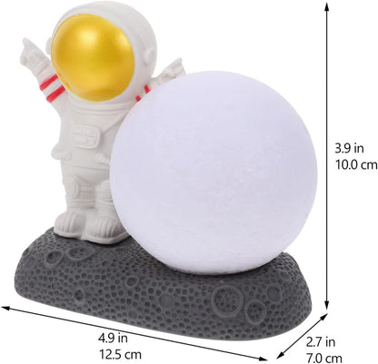 Astronaut Night Light Moon Lamp: 3D Golden Spaceman Figure LED Bedroom Lamp Resin USB Table Light for Child Boy Girls Kids Room Present