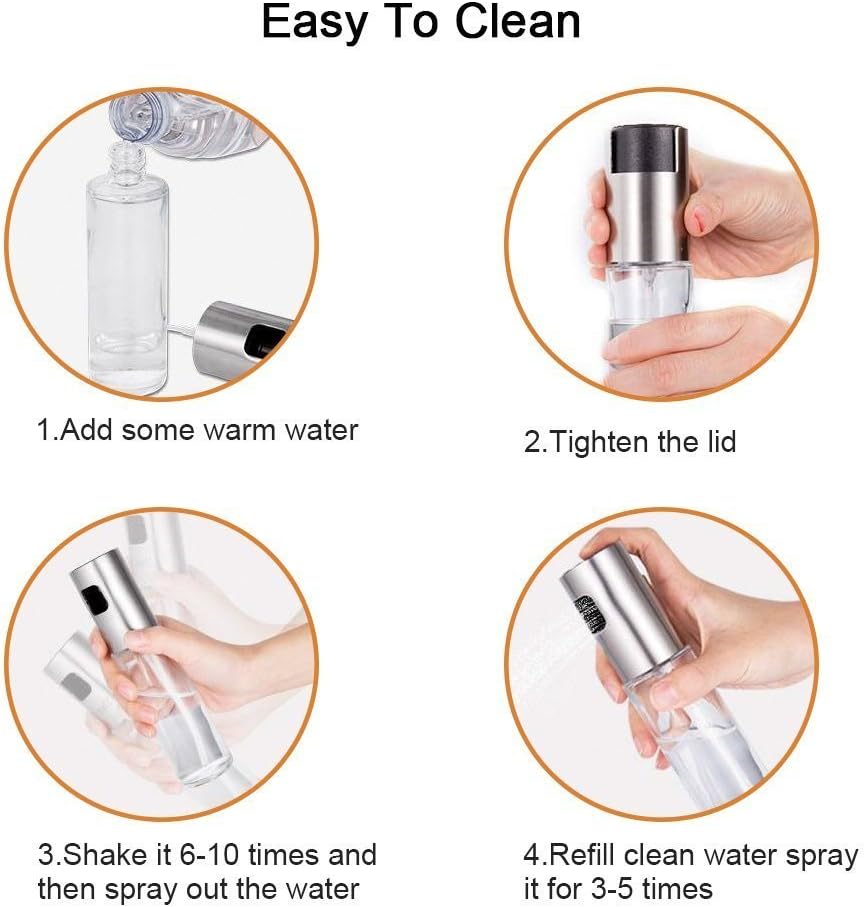 Oil Sprayer Dispenser For Cooking,Glass Oil Spray Transparent Vinegar Bottle Oil Dispenser 100Ml For Bbq/Making Salad/Baking/Roasting/Grilling/Frying Kitchen.