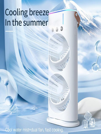 Portable Cooling Fan with Remote Control, 3 Speed Modes, Rotatable with water Tank Mini Air Cooler, Mist Cooling Fan