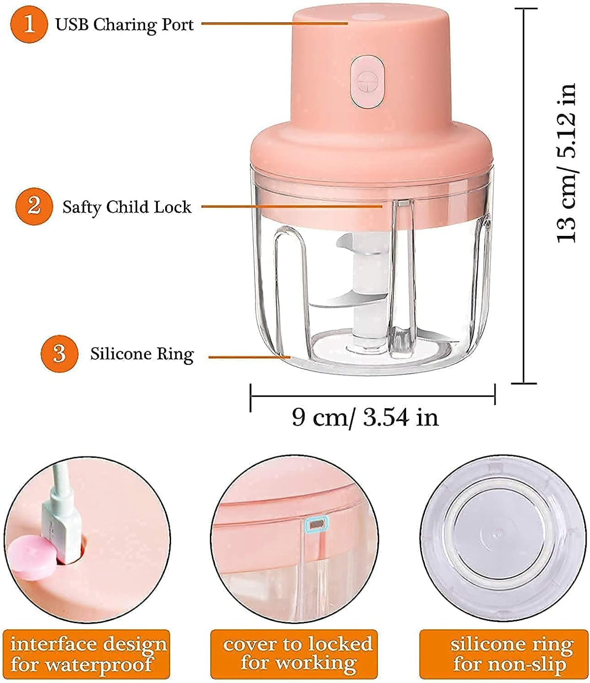 Portable Fruit Vegetable Onion Garlic Cutter Food Speedy Chopper Mini Slicer, Food Processor (250 ml)