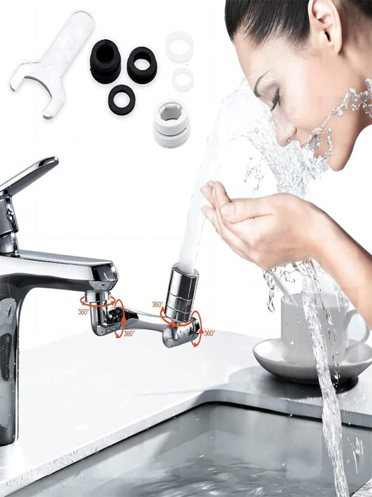 Swivel Faucet-Extender Universal Sink Set-2 Mode Splash Filter Extension-Water Aerator, Kitchen Bathroom 360° Angle Rotatable Spray