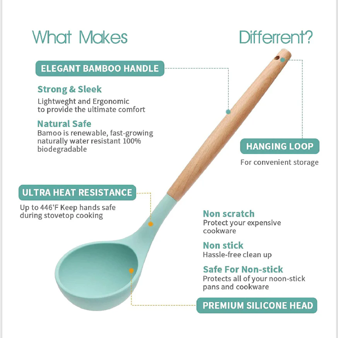 Nonstick & Non-Toxic Silicone Utensils Kitchen Cooking Set
