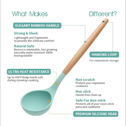 Nonstick & Non-Toxic Silicone Utensils Kitchen Cooking Set