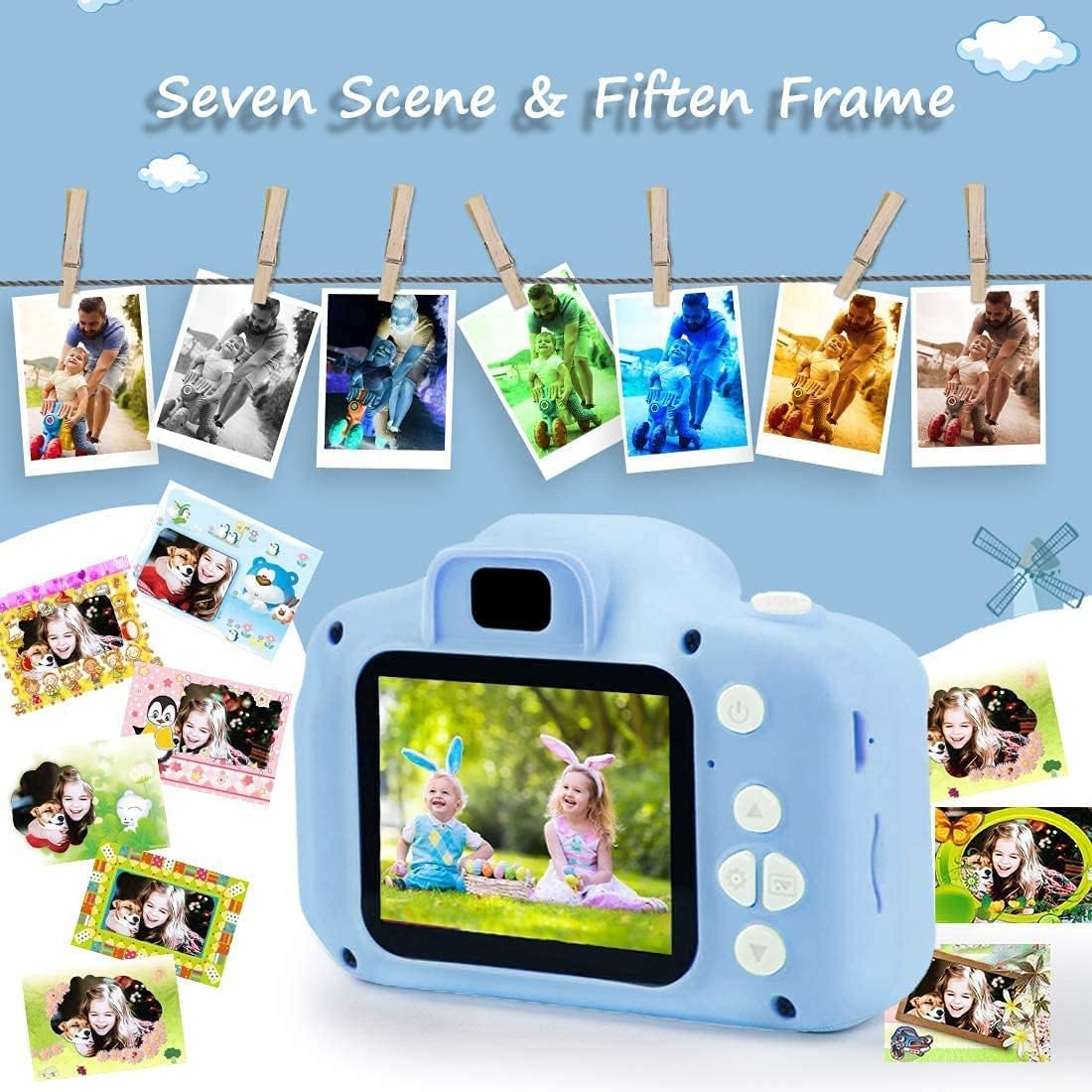 Kid's Digital Dual Screen 20MP Video Camcorder Anti-Drop Cartoon Selfie Camera