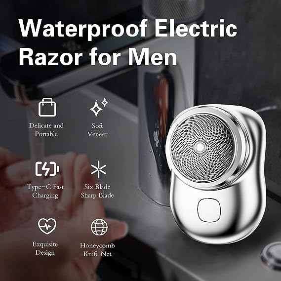 Shaver for Men, Solar-Grass Razor, Rechargeable USB Electric Shaver, Mini Portable Electric Shaver
