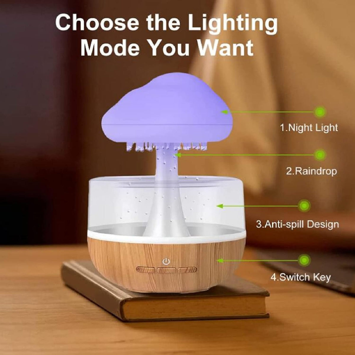 Rain Cloud Humidifier, Cute Water Drip Essential Oil Diffuser with 7 LED Light, Raining Cloud Night Light Aromatherapy Diffuse Rain Drop Humidifier for Anxiety and Stress Relief
