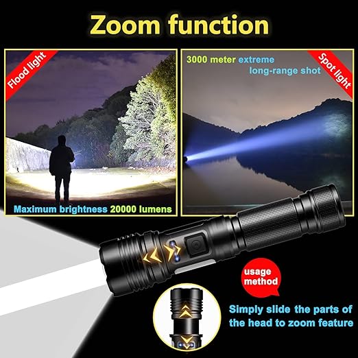 P90 LED Rechargeable Tactical Laser Flashlight for Outdoor Camping