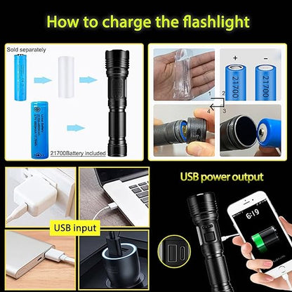 P90 LED Rechargeable Tactical Laser Flashlight for Outdoor Camping