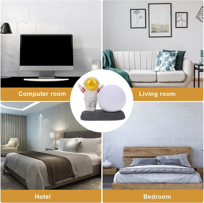 Astronaut Night Light Moon Lamp: 3D Golden Spaceman Figure LED Bedroom Lamp Resin USB Table Light for Child Boy Girls Kids Room Present