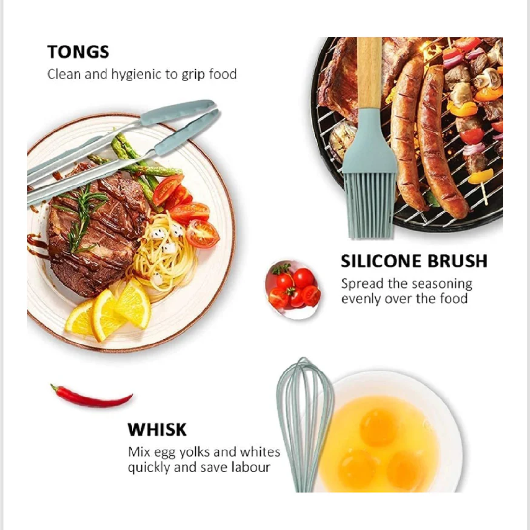 Nonstick & Non-Toxic Silicone Utensils Kitchen Cooking Set