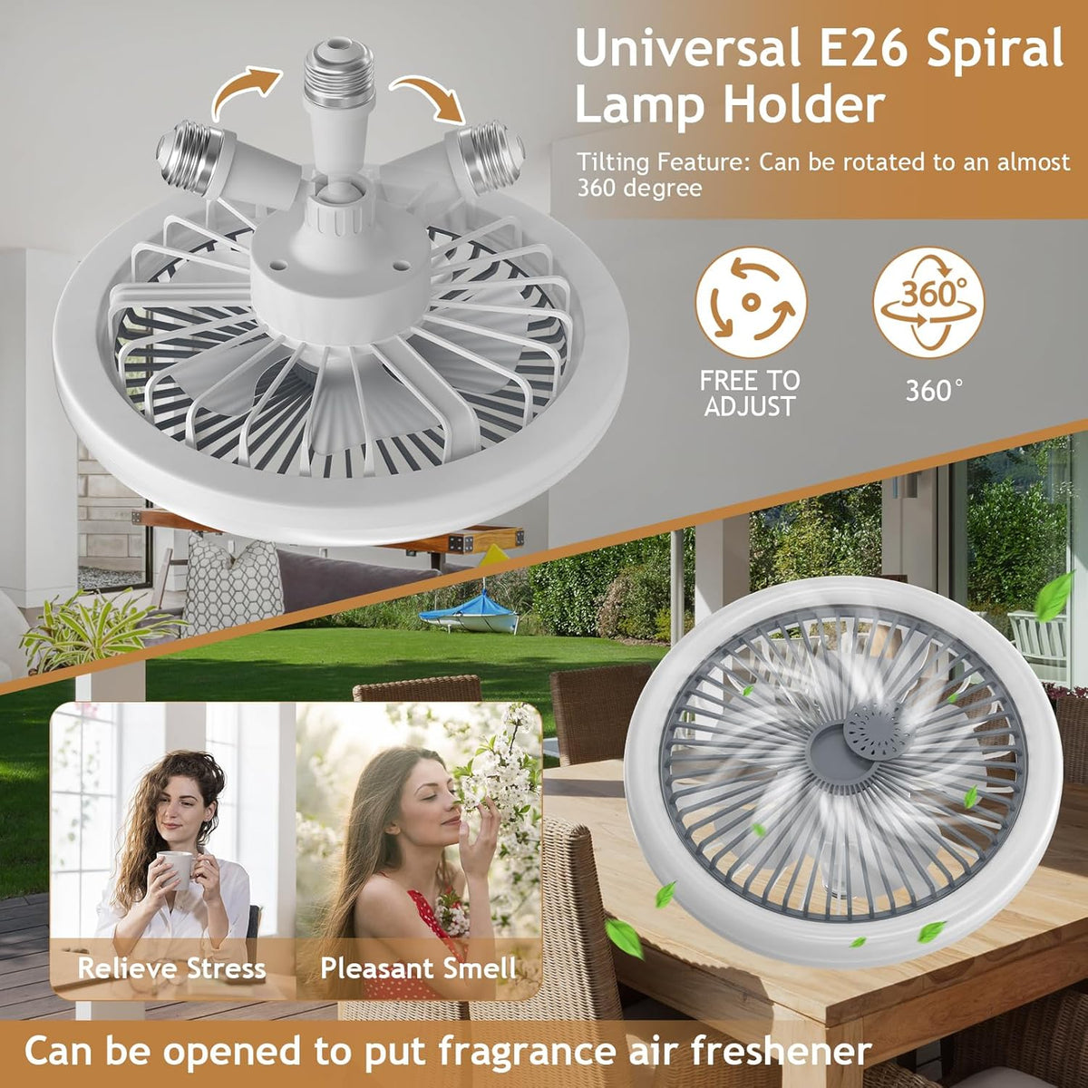 Ceiling Fan with Light and Remote Control, Stepless Dimming 3 Wind Speed Adjustable