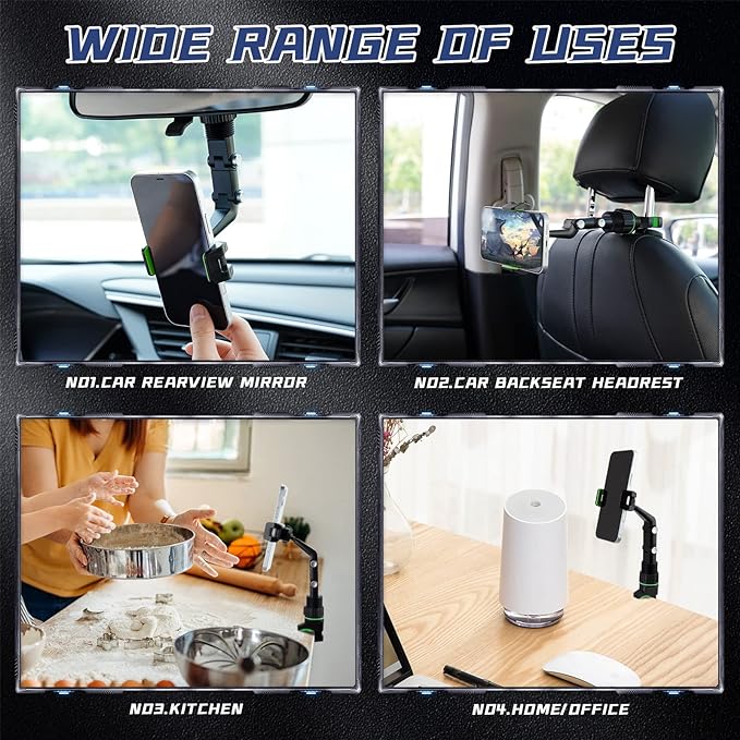 Car Phone Holder 360 Degree Rearview Mirror Phone Holder,Phone Holder Phone Mount Bracket Universal Adjustable Holder