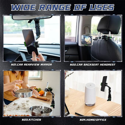 Car Phone Holder 360 Degree Rearview Mirror Phone Holder,Phone Holder Phone Mount Bracket Universal Adjustable Holder