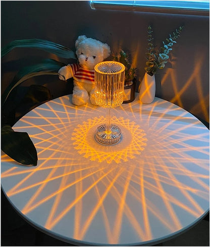 Acrylic Diamond Crystal Rechargeable Table Lamp Beautiful Ambiance Light For Dinning Table, Bedroom & Party Night