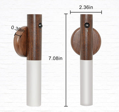 Glass Wood Rechargeable Wireless Wall Lights For Corridors, Stairs, Bedrooms