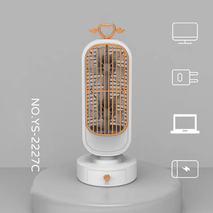Portable Double Head Desktop Fan Usb Rechargeable Personal Mini Conditioner, 3 Speed, For Home Office Bedroom