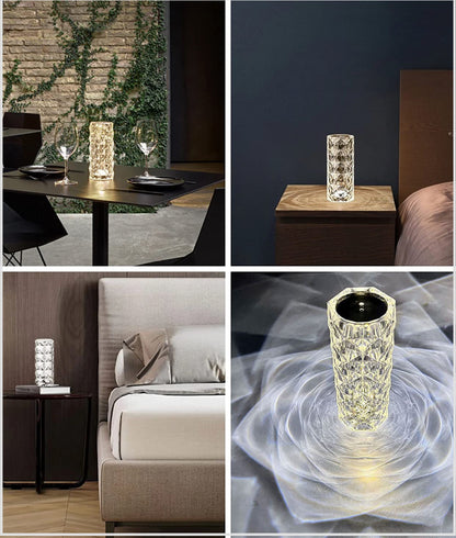 Buy 1 Get 1 Free  Rose Crystal Acrylic Rechargeable Table Lamp Beautiful ambiance light for Dinning Table, Workstations & Party Night(BUY 1 GET 1 FREE )