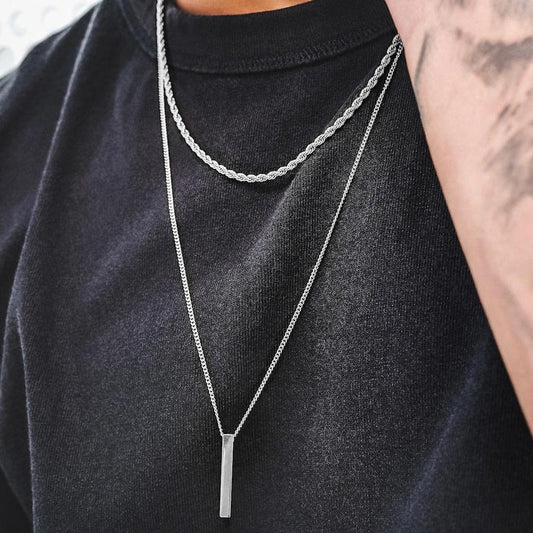 Set Of 2 Bar & Rope Necklace Set