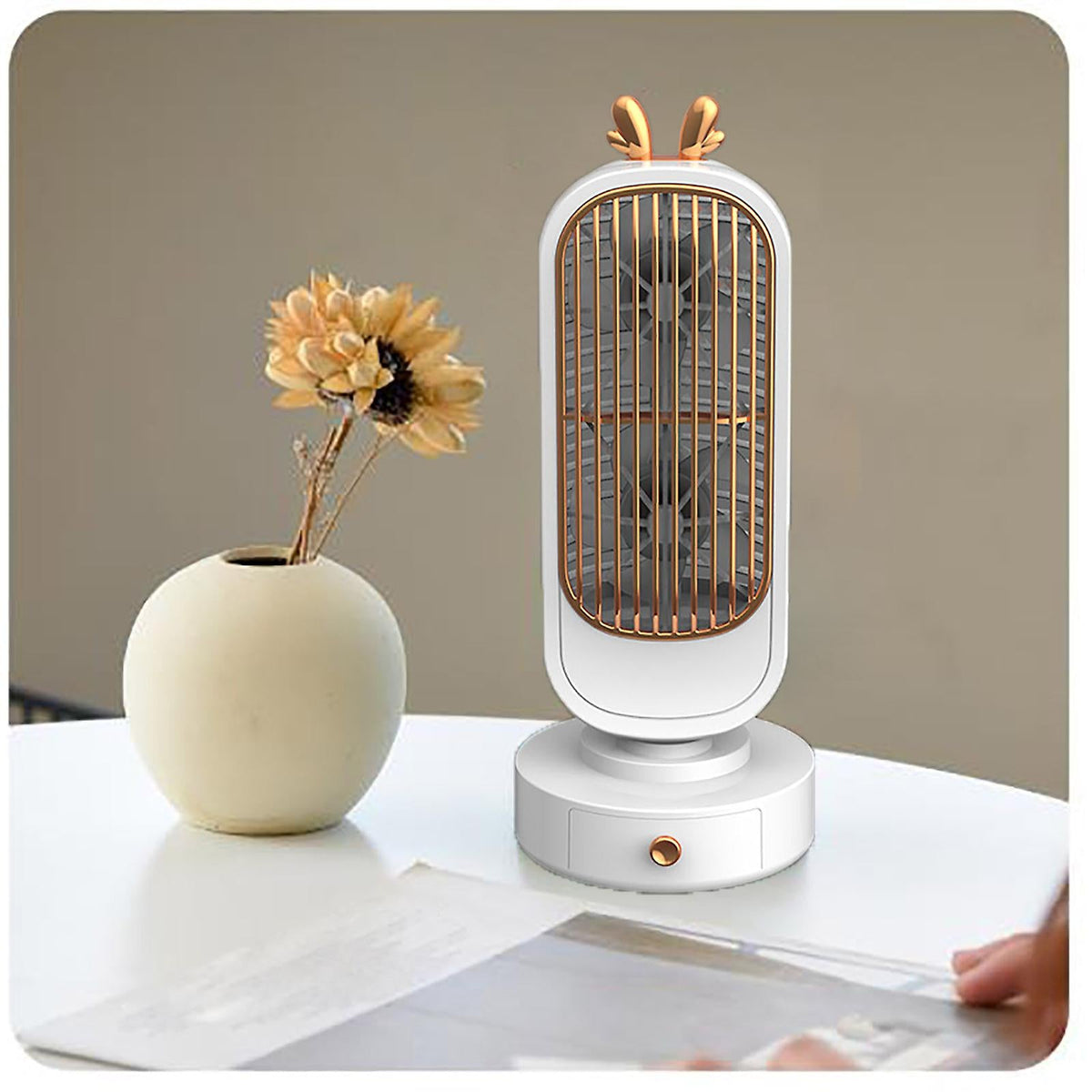 Portable Double Head Desktop Fan Usb Rechargeable Personal Mini Conditioner, 3 Speed, For Home Office Bedroom