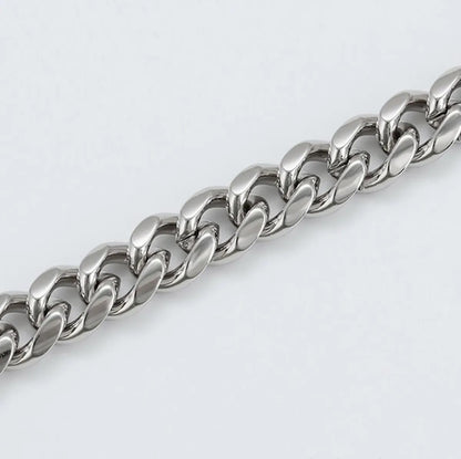 Set of 2 - Thick Cuban Chain 10MM with Solid Thick Cuban Bracelet 12mm