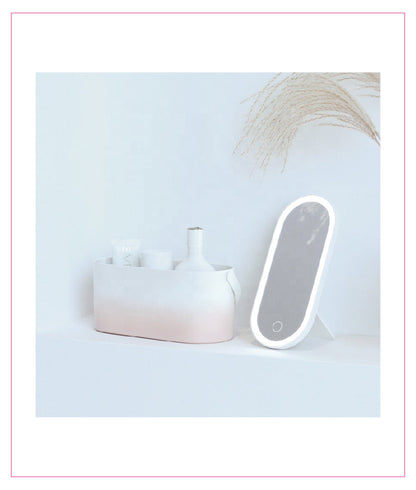 Cosmetic Organizer Box with LED Mirror, Best For Dressing, Desktop, Office, Travel & Makeup. Storage Box with Touch LED