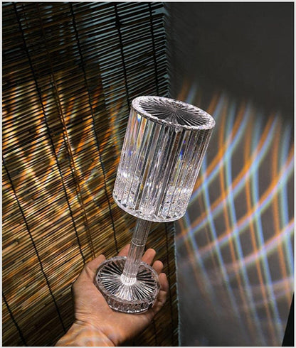 Acrylic Diamond Crystal Rechargeable Table Lamp Beautiful Ambiance Light For Dinning Table, Bedroom & Party Night